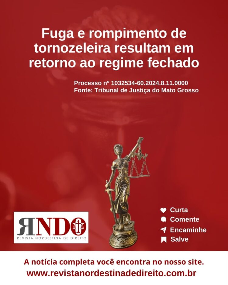 Fuga e rompimento de tornozeleira resultam em retorno ao regime fechado