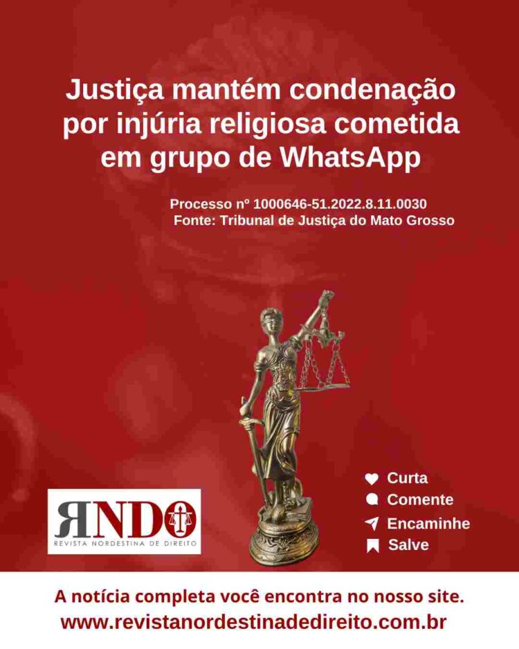 TJ mantém condenação por injúria religiosa cometida em grupo de WhatsApp