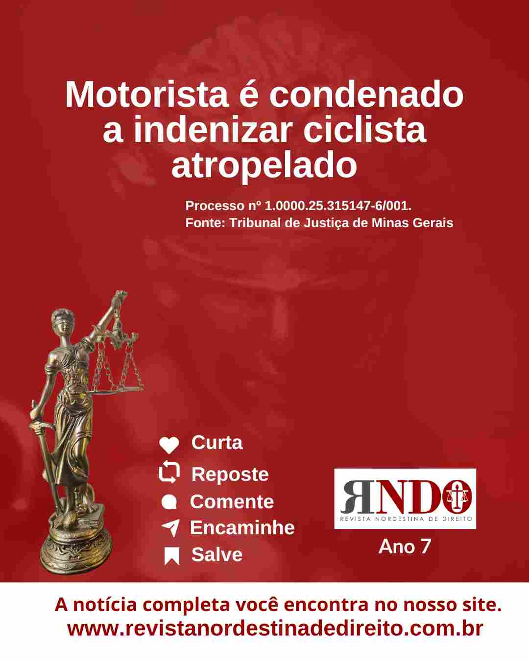 Motorista é condenado a indenizar ciclista atropelado