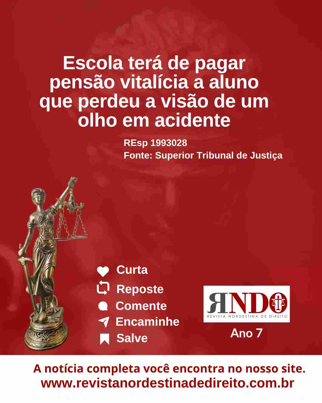 Escola terá de pagar pensão vitalícia a aluno que perdeu a visão de um olho em acidente