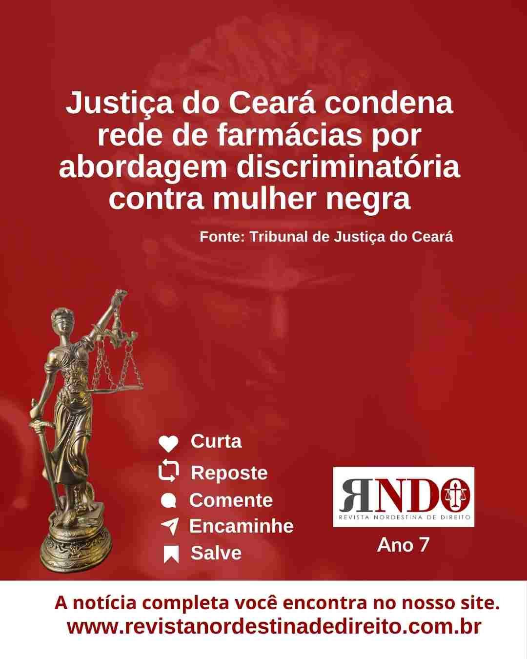 Justiça do Ceará condena rede de farmácias por abordagem discriminatória contra mulher negra